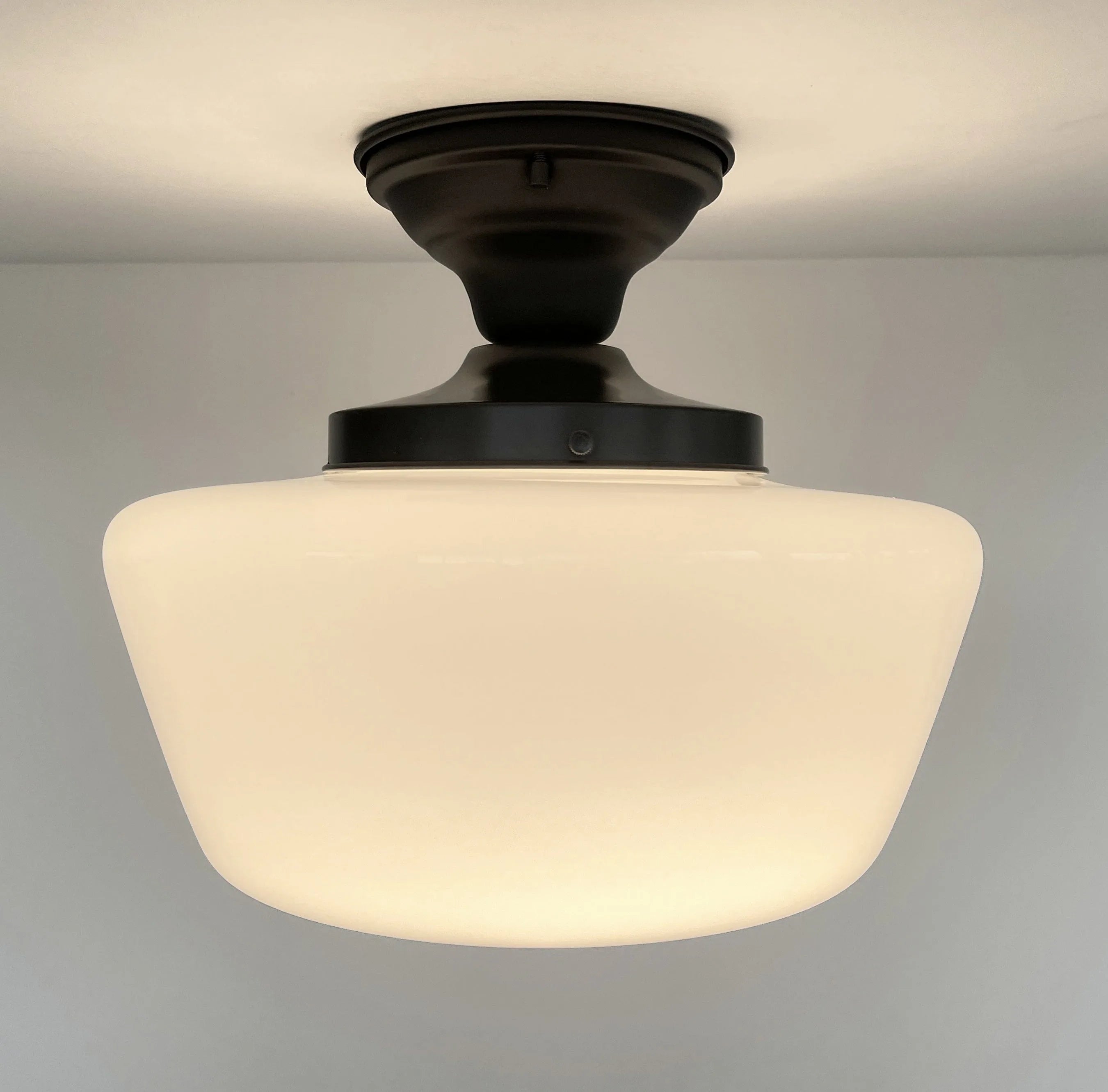 Large Milk Glass Schoolhouse Ceiling Light