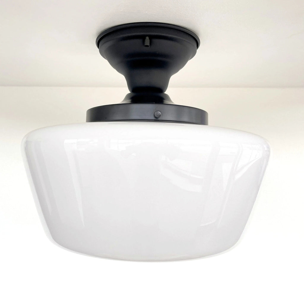 Large Milk Glass Schoolhouse Ceiling Light