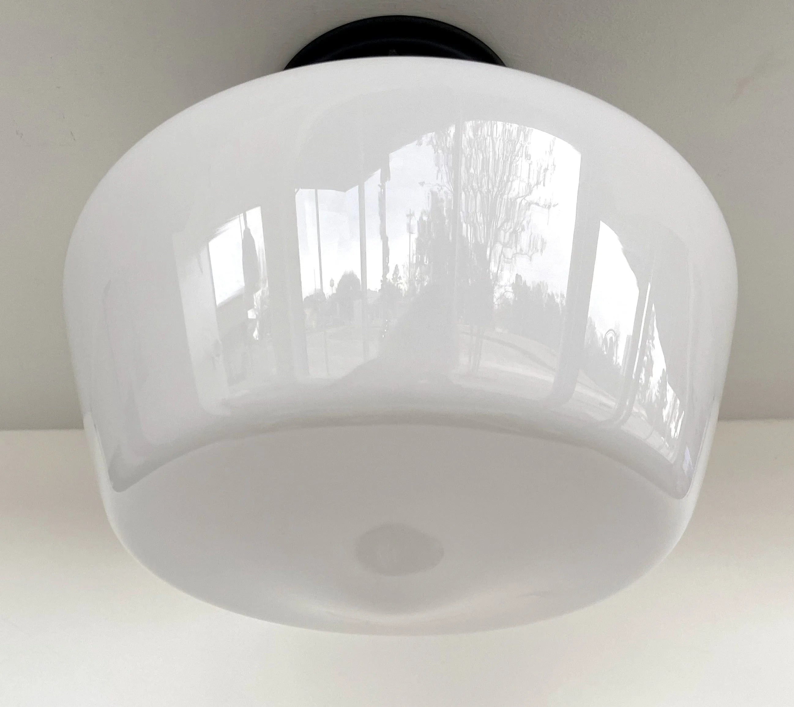 Large Milk Glass Schoolhouse Ceiling Light