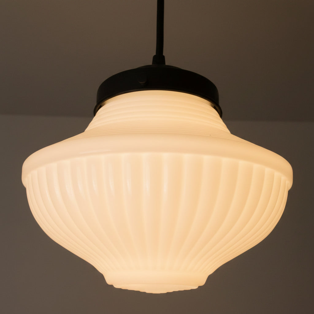 Vintage Traditional Milk Glass Pendant Light