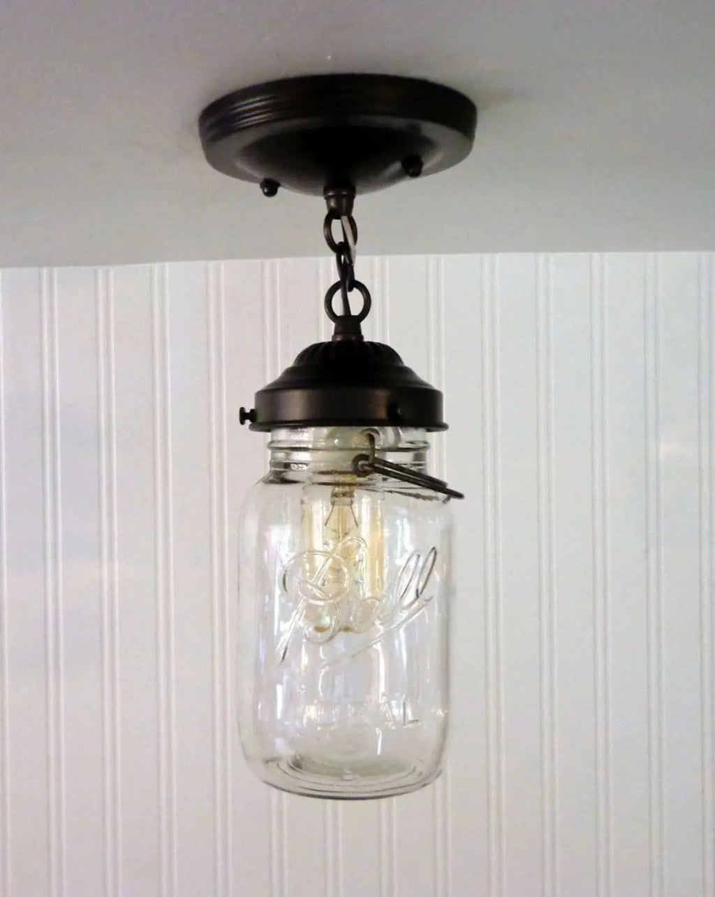 Vintage Mason Jar Ceiling Light With Chain