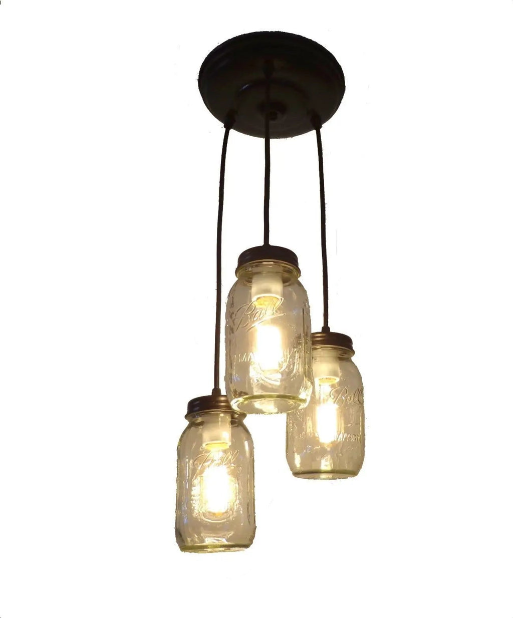 Rustic Mason Jar Chandelier Light Trio