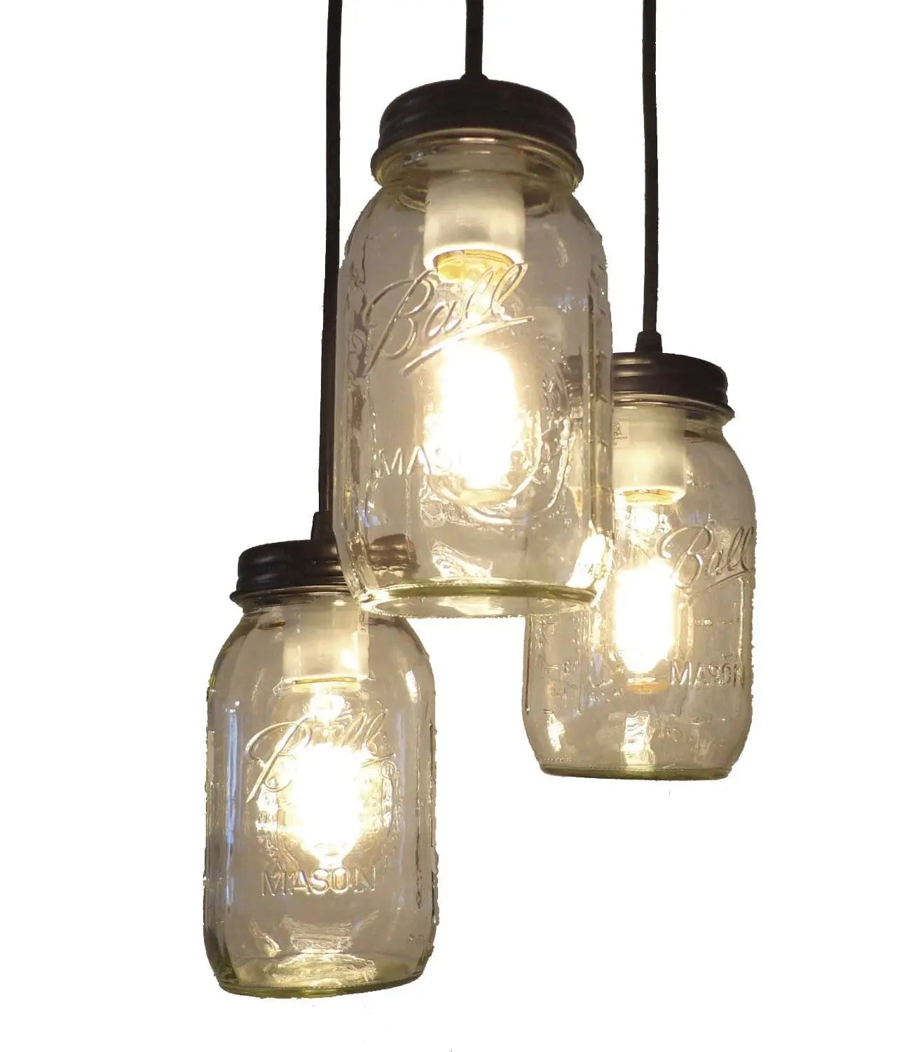 Rustic Mason Jar Chandelier Light Trio