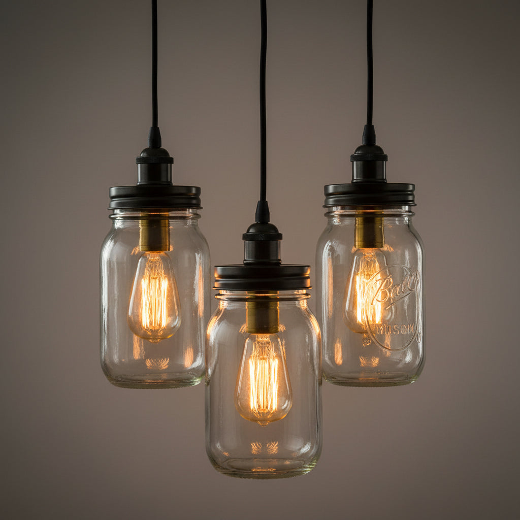 Mason Jar Chandelier Trio Rectangular