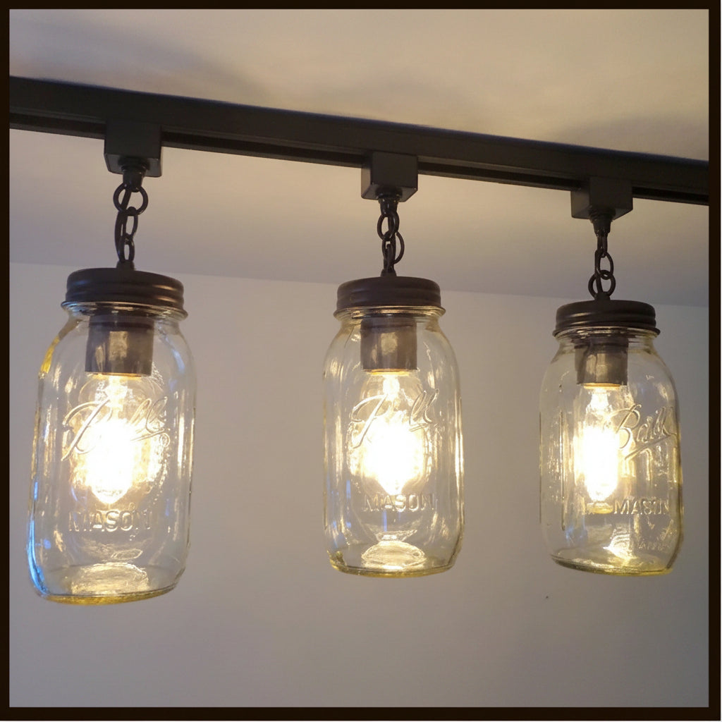 Mason Jar Track Lighting Trio