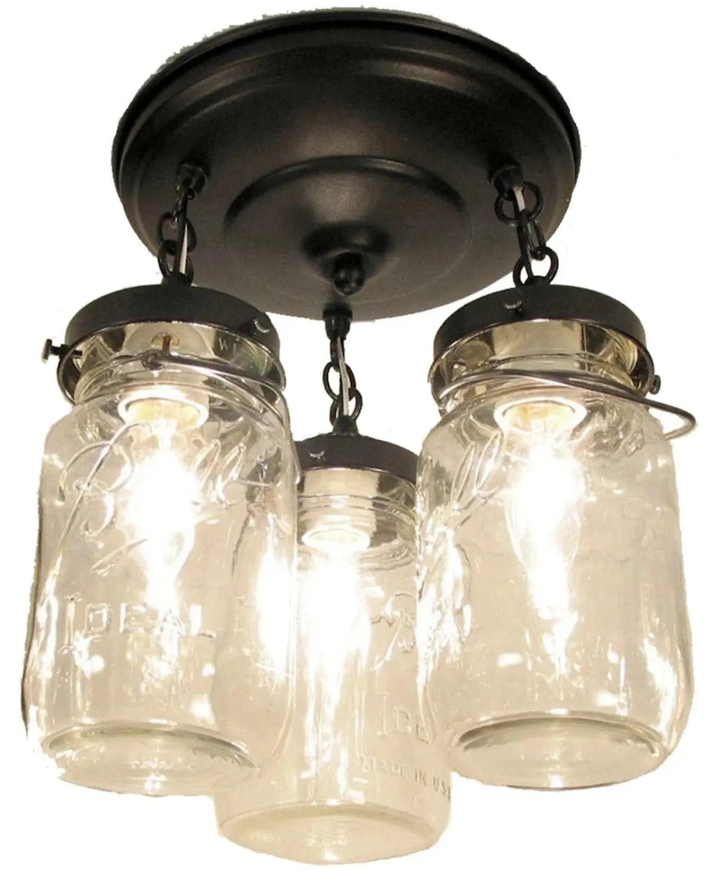 Mason Jar Vintage Light Fixture Quart Chain Trio
