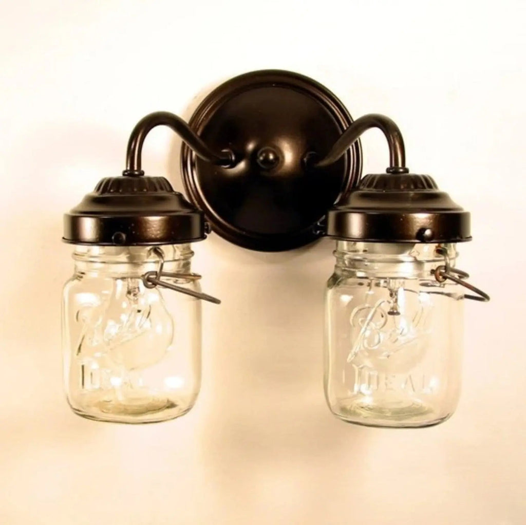 Mason Jar Wall Light Double Sconce