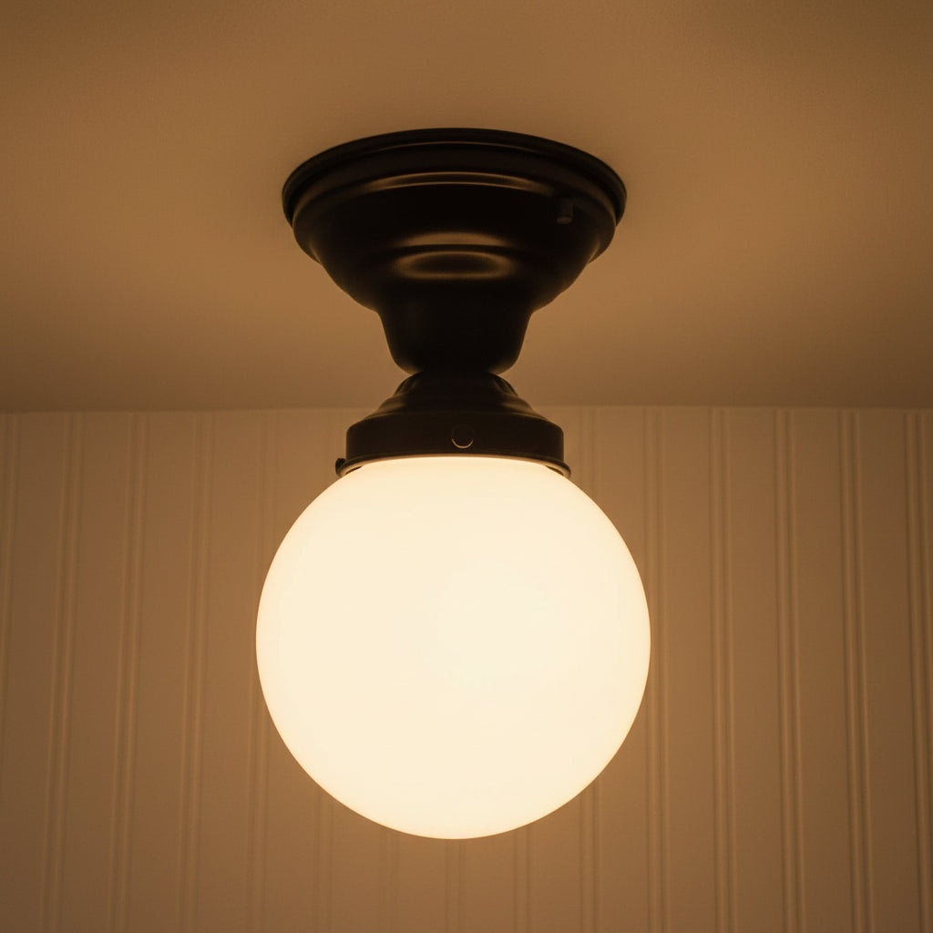 Modern Milk Glass Globe Ceiling Light