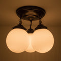 Milk Glass Opal Globe Ceiling Light Chain Trio