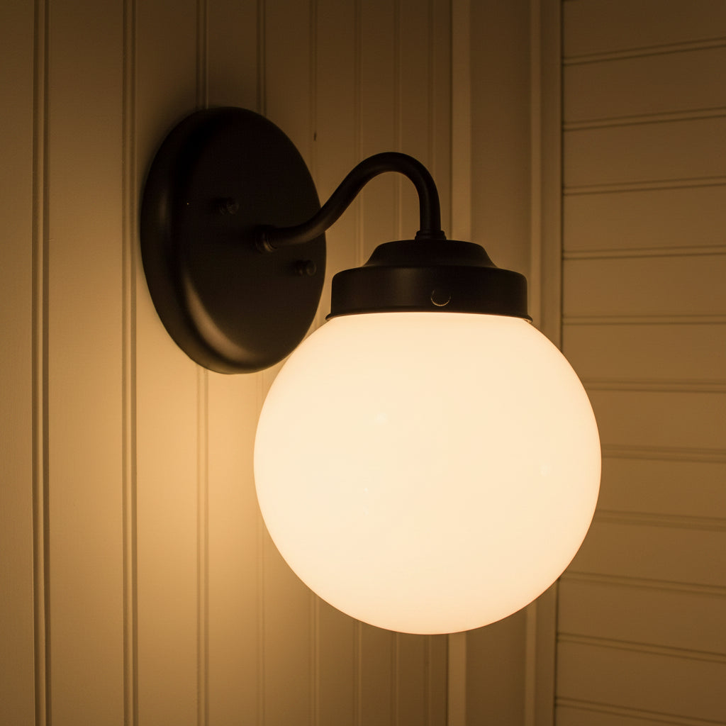 Milk Glass Globe Wall Light Fixture Sconce