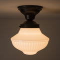 Traditional Milk Glass Semi-Flush Ceiling Light