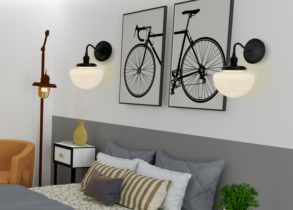 Opal Mushroom Schoolhouse Wall Sconce Light