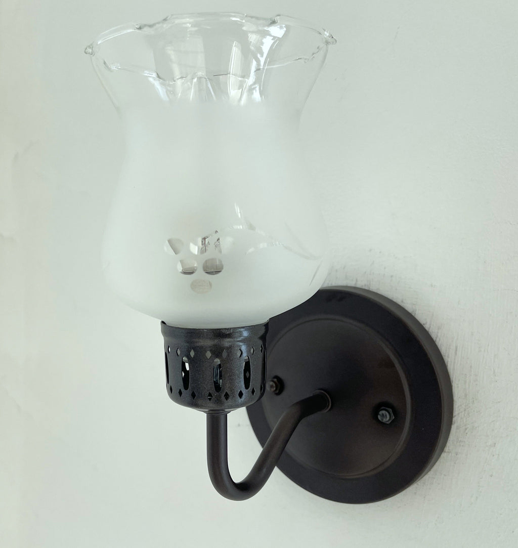 Retro Etched 1960s Glass Wall Sconce