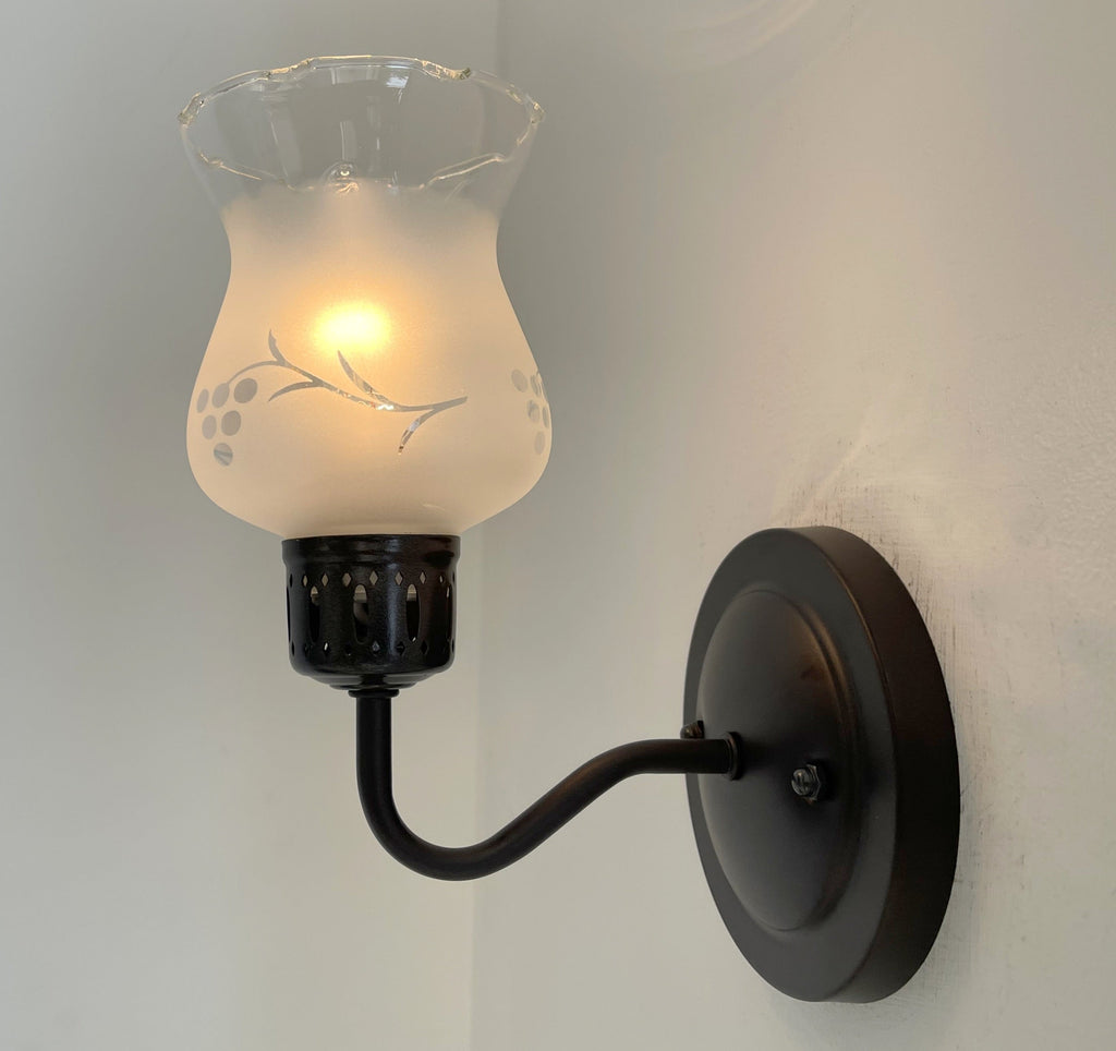 Retro Etched 1960s Glass Wall Sconce