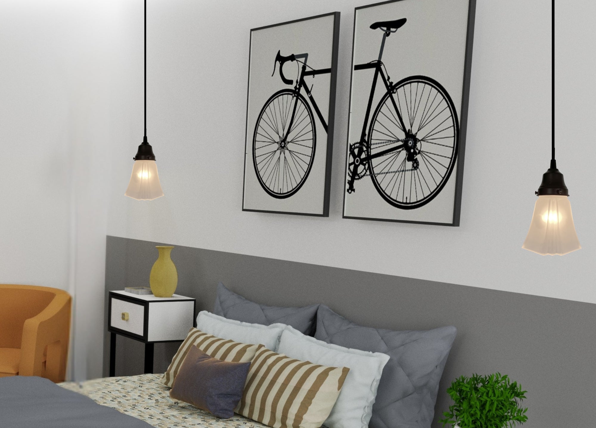 Modern Frost Square Pendant Light