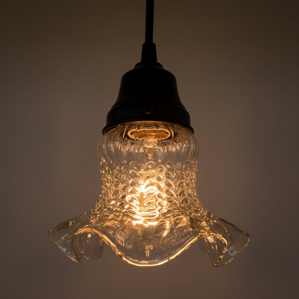 1930s Hobnail Ruffle Glass Pendant
