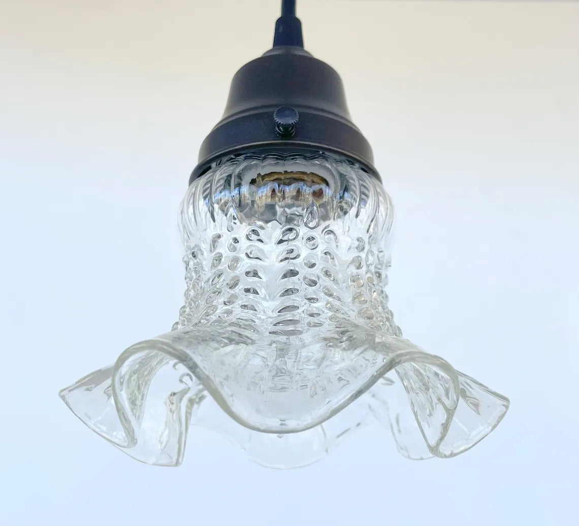 1930s Hobnail Ruffle Glass Pendant