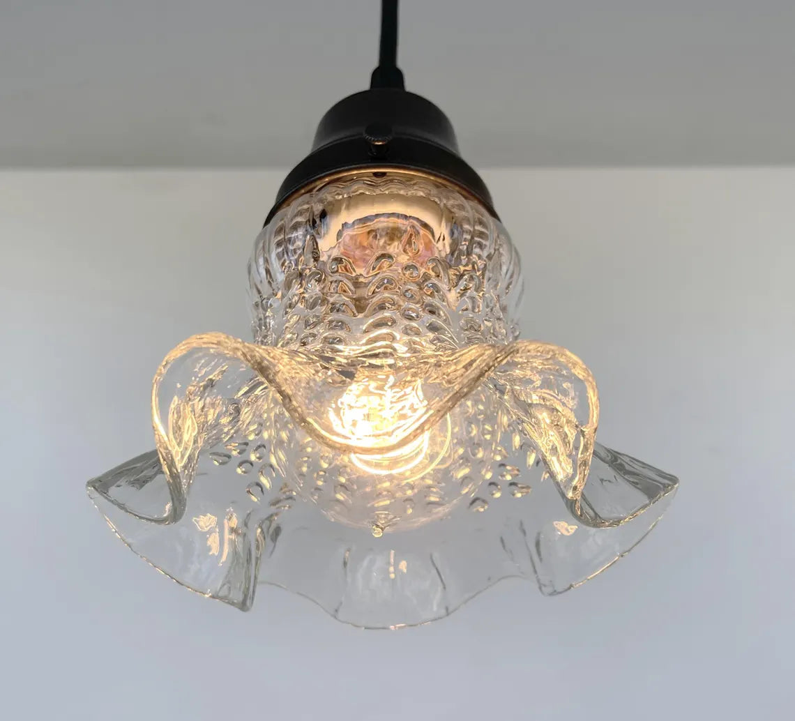1930s Hobnail Ruffle Glass Pendant