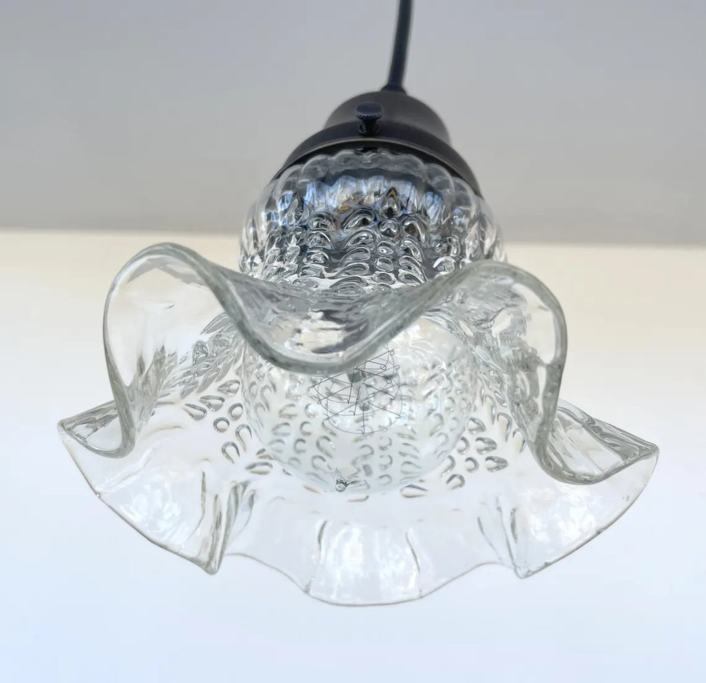 1930s Hobnail Ruffle Glass Pendant