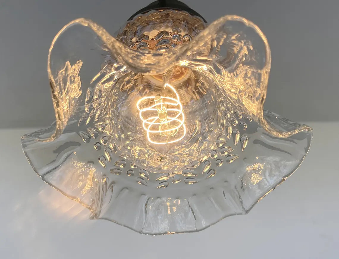 1930s Hobnail Ruffle Glass Pendant