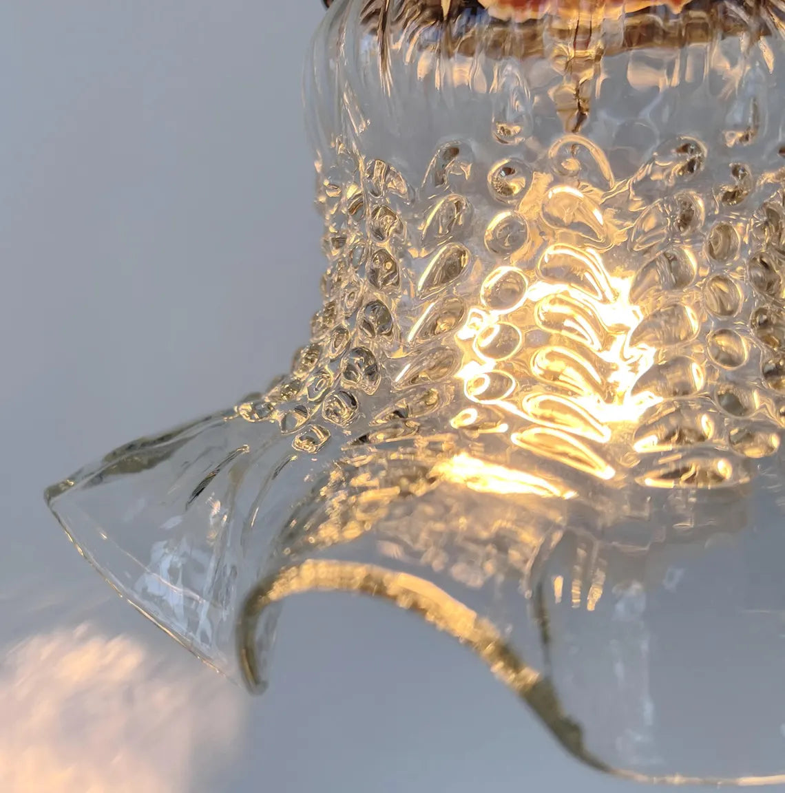 1930s Hobnail Ruffle Glass Pendant