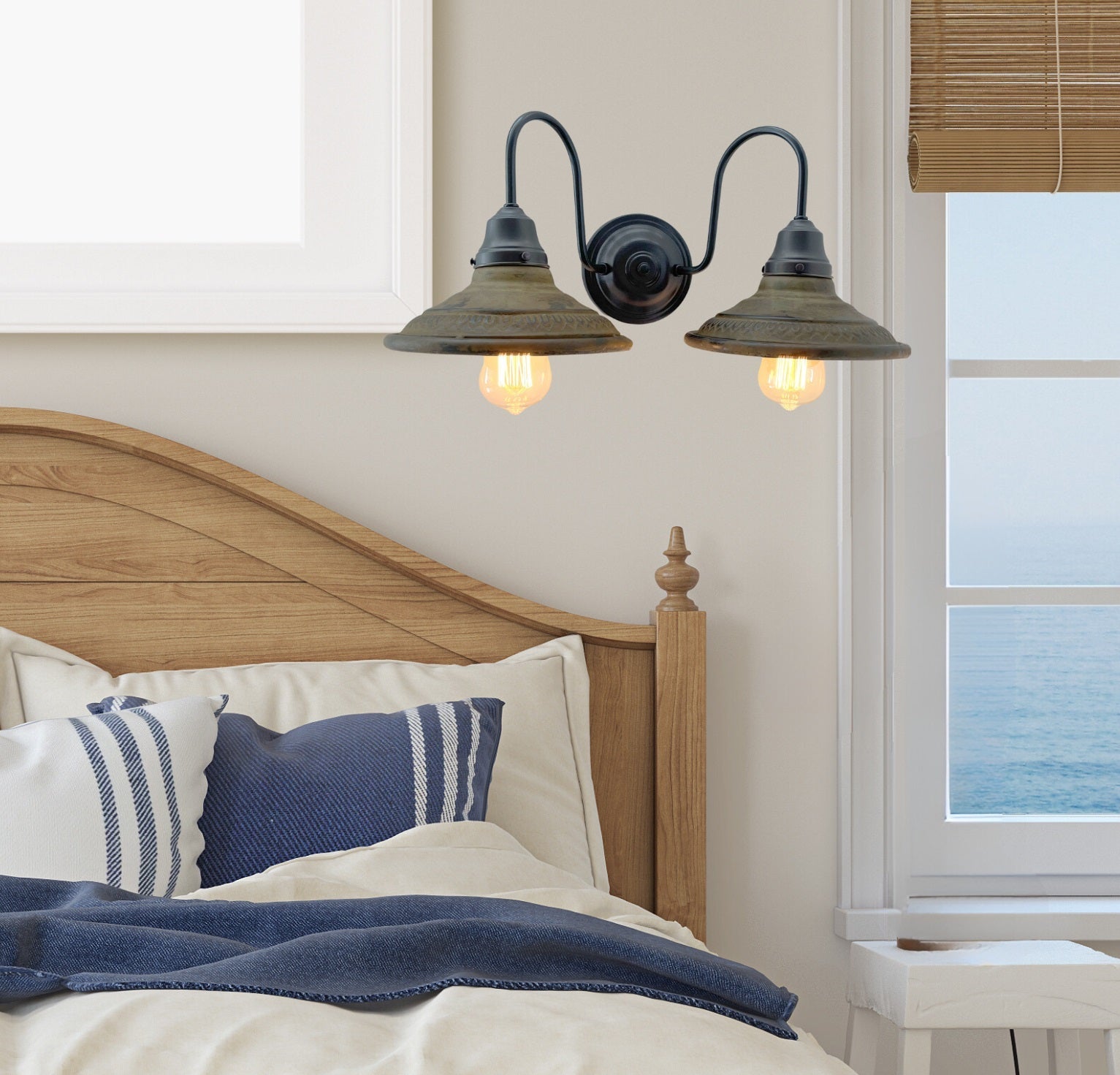 Rustic Industrial Farmhouse Wall Double Light Fixture