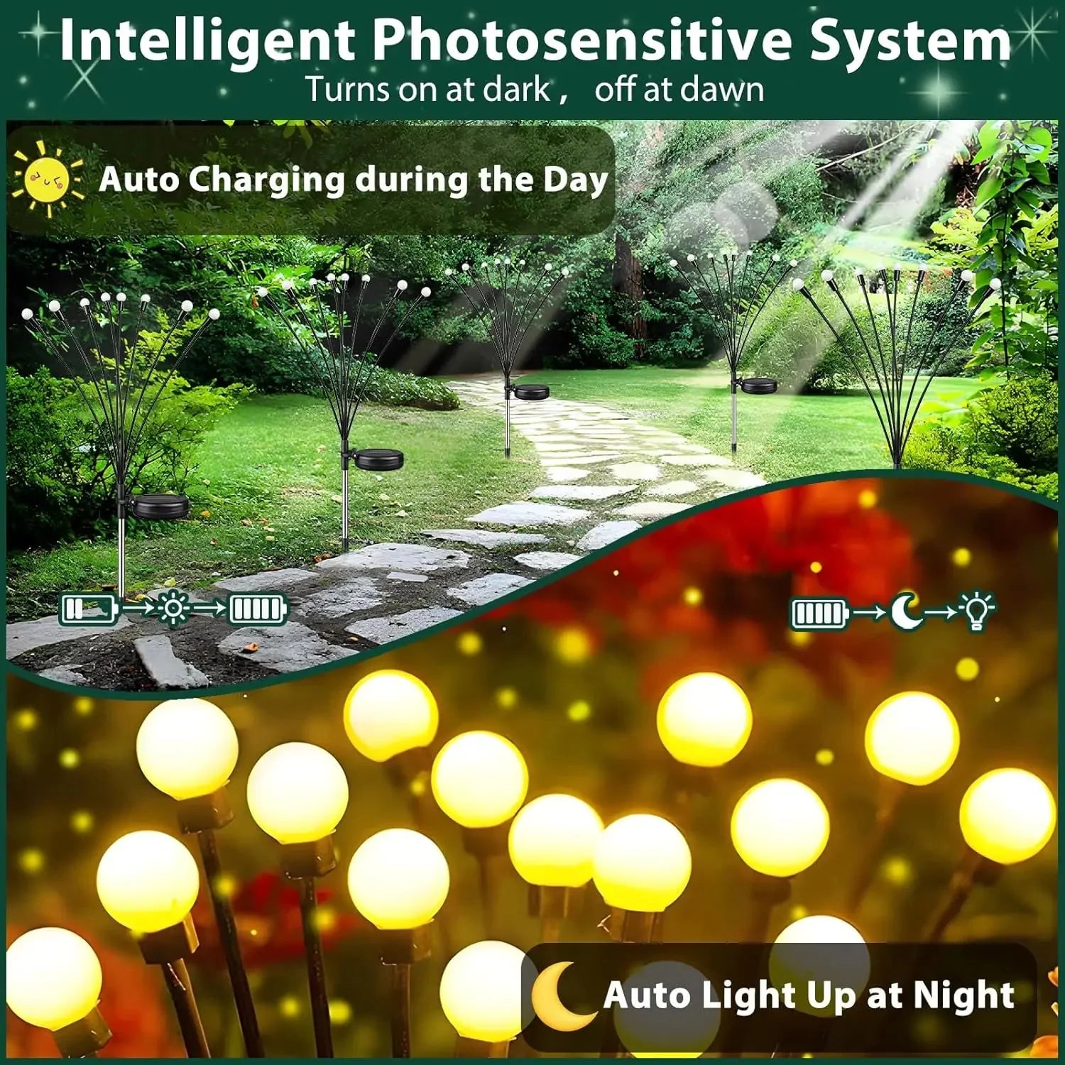 Solar Firefly LED Outdoor Garden Lights 8‑Pack
