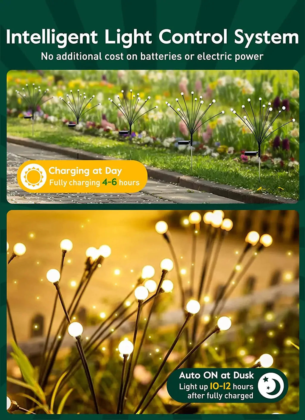 Solar Firefly Warm White Outdoor Lights 8‑Pack