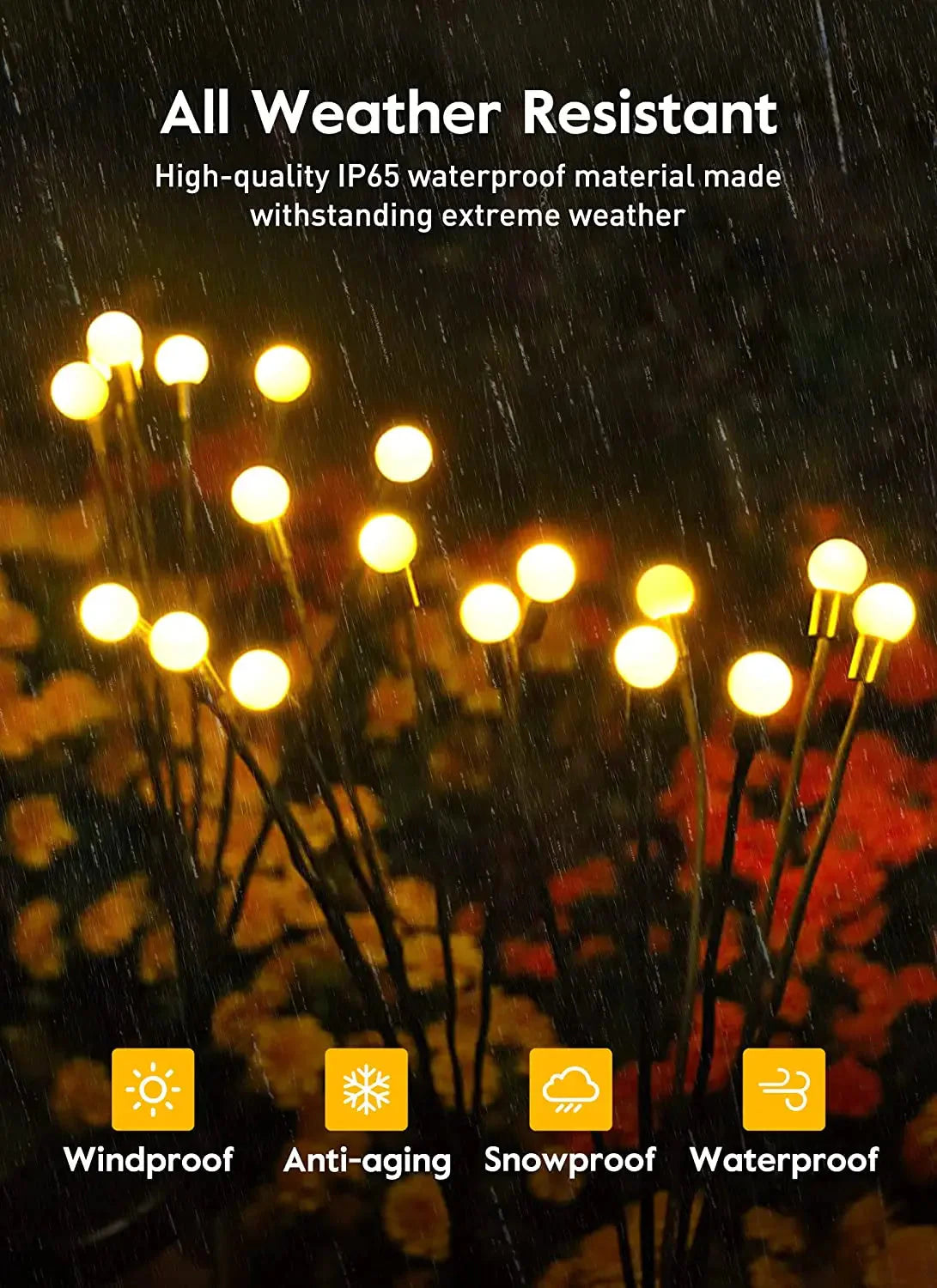 Solar Firefly Warm White Outdoor Lights 8‑Pack