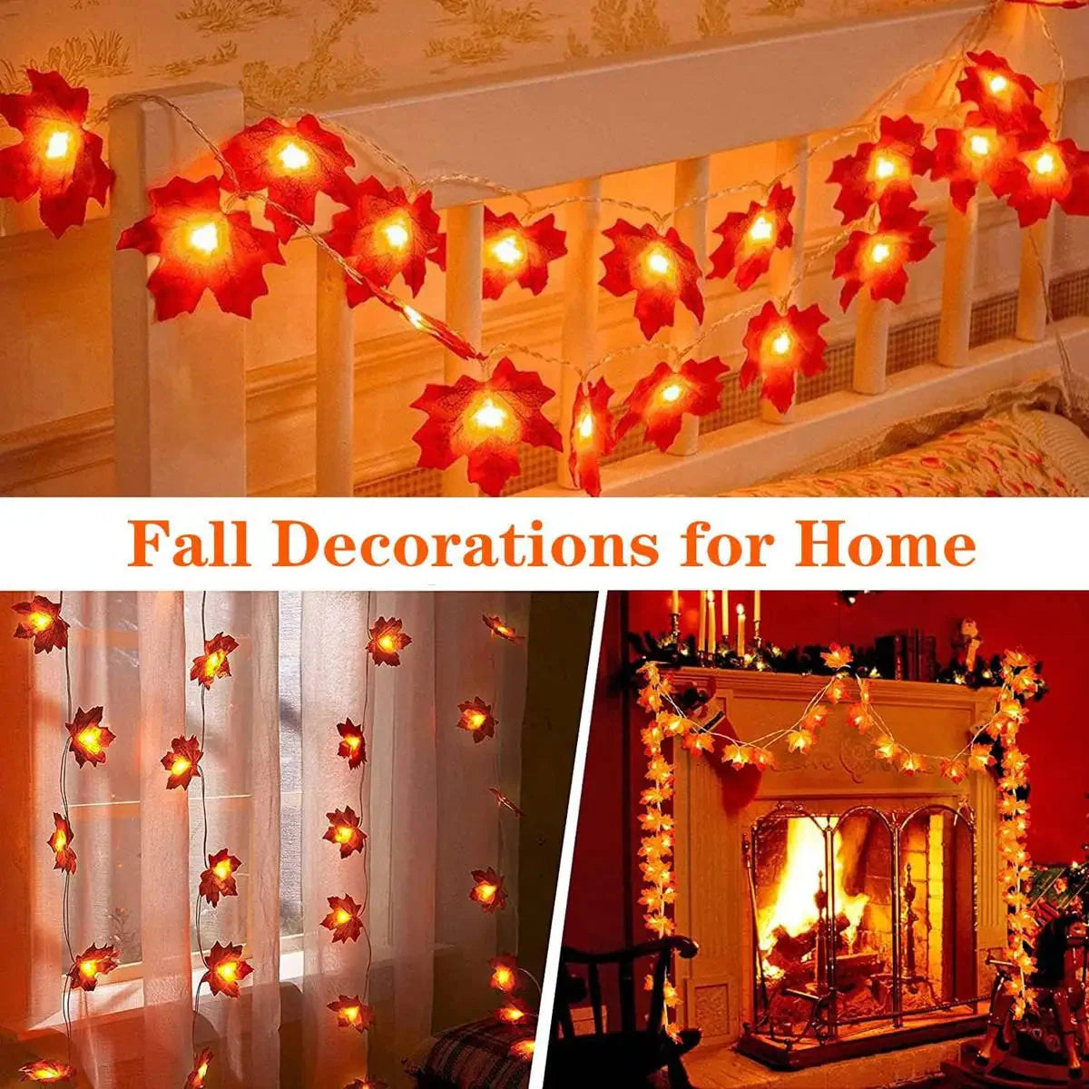 Battery Maple Leaf LED String Lights 10/20 Count