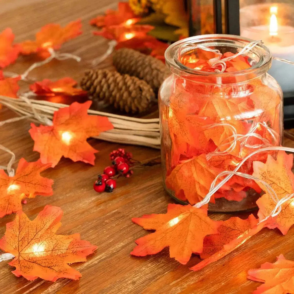 Battery Maple Leaf LED String Lights 10/20 Count