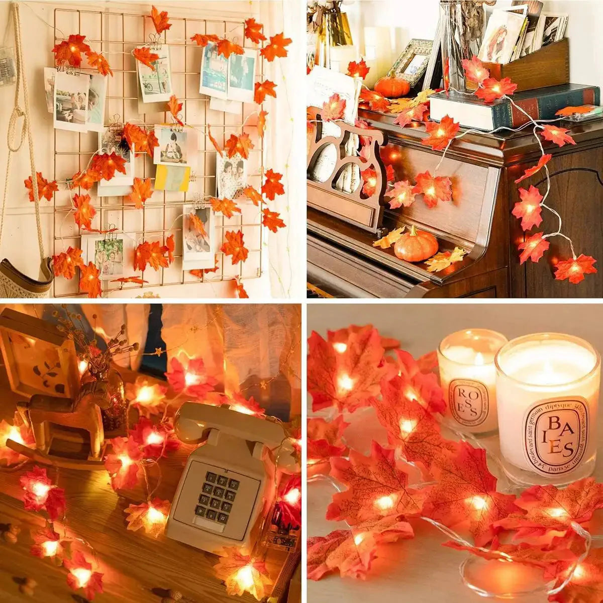 Battery Maple Leaf LED String Lights 10/20 Count