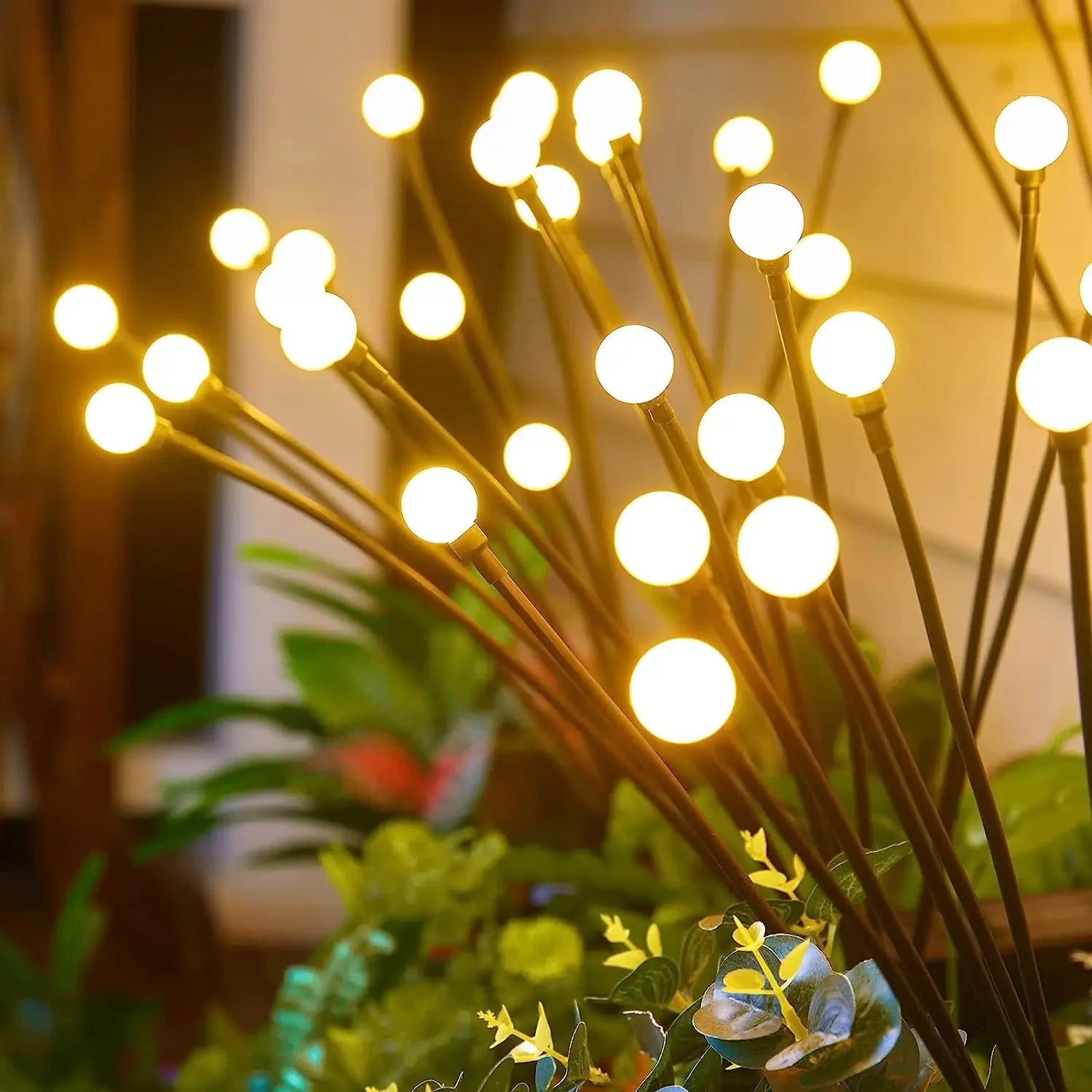 Solar Firefly Warm White Outdoor Lights 8‑Pack
