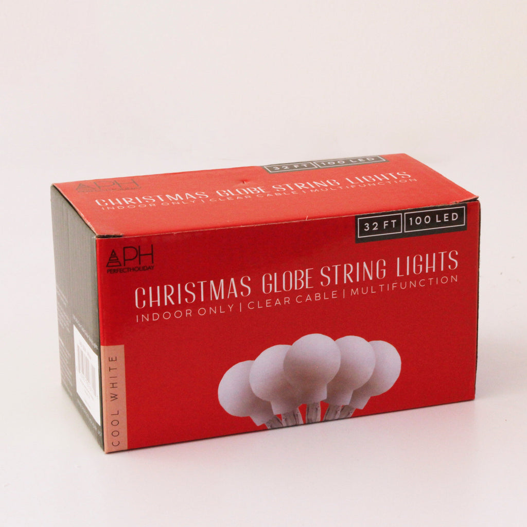 Frosted Globe 100 LED String Light Bulb with connector - White