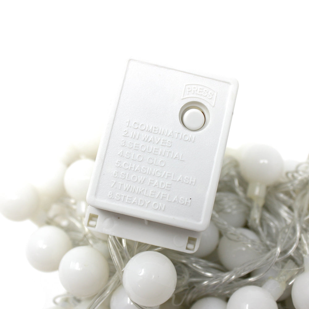 Frosted Globe 100 LED String Light Bulb with connector - White