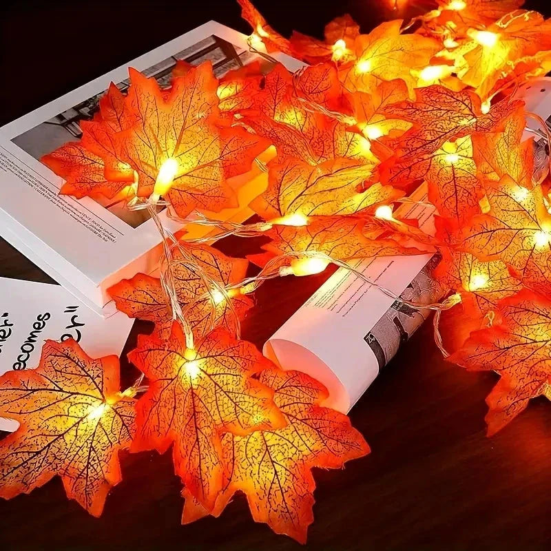 Battery Maple Leaf LED String Lights 10/20 Count
