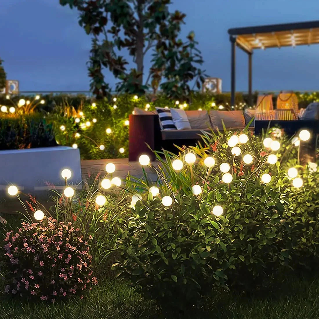 Solar Firefly Warm White Outdoor Lights 8‑Pack