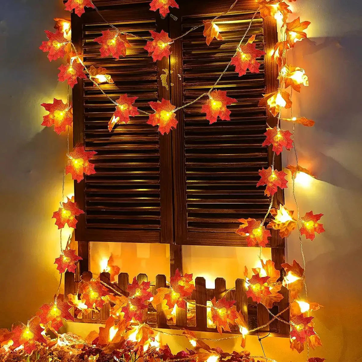 Battery Maple Leaf LED String Lights 10/20 Count