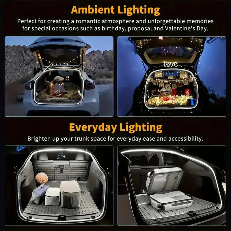 LED Car Trunk Light Strip — Automatic on/off, clean and direct for search