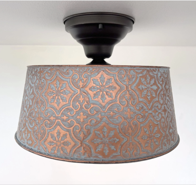 Ornate Copper Farmhouse Ceiling Light 4-Bulb Flush Mount