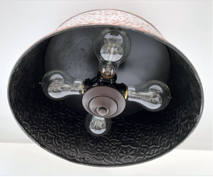 Ornate Copper Farmhouse Ceiling Light 4-Bulb Flush Mount