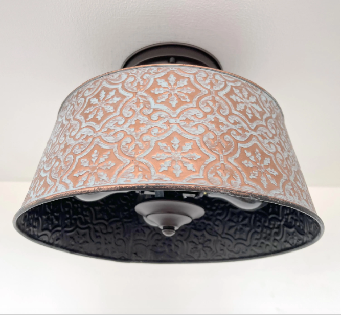 Ornate Copper Farmhouse Ceiling Light 4-Bulb Flush Mount