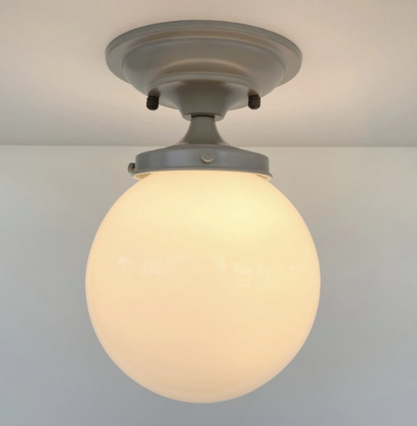 Modern Grey Milk Glass Ceiling Light