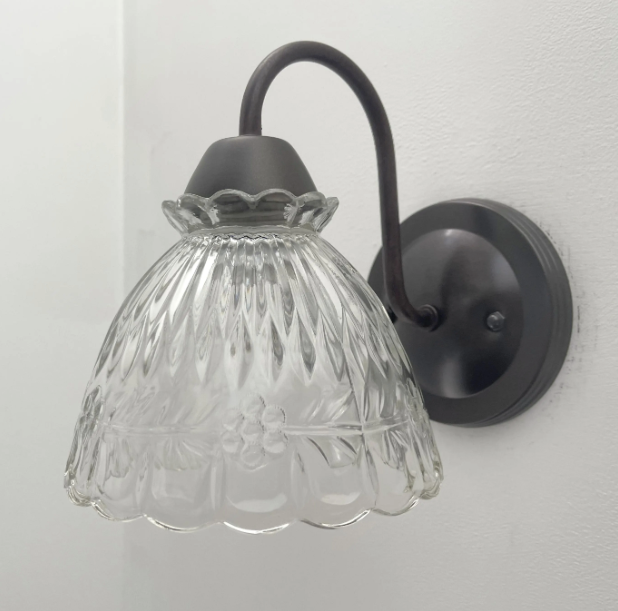 Scalloped Cut 1960's Glass Wall Sconce Light Fixture