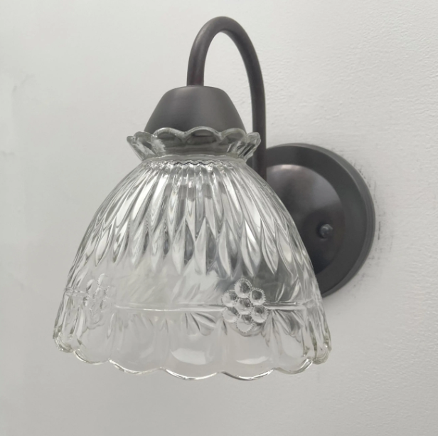 Scalloped Cut 1960's Glass Wall Sconce Light Fixture