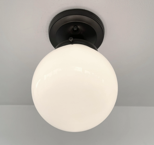 Modern Opal Schoolhouse Globe Ceiling Light