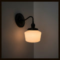Small Schoolhouse Antique Milk Glass Wall Sconce Light