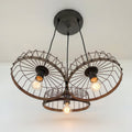 Rustic Wagon Wheel Industrial Three‑Light Chandelier