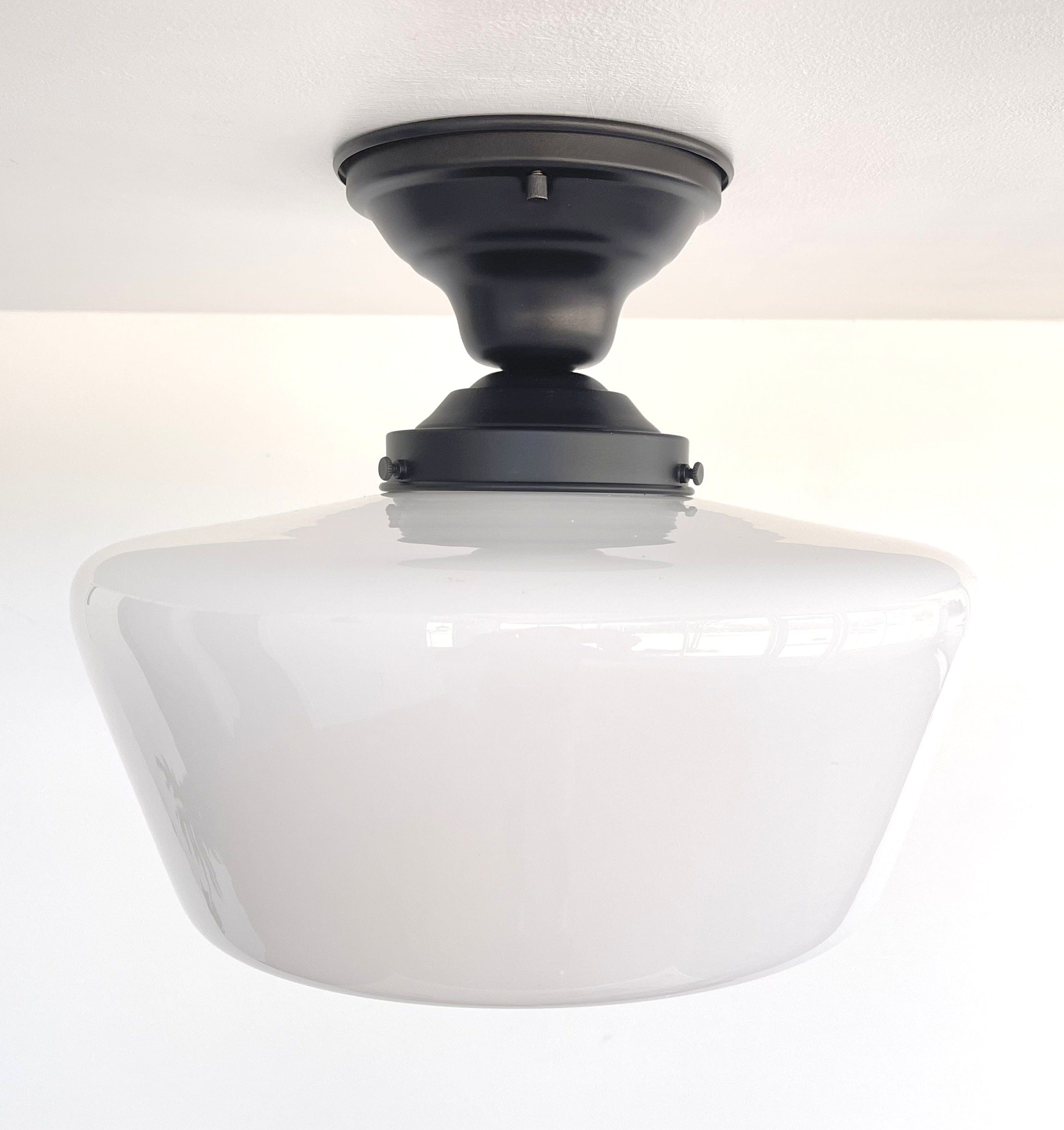 Large Urban Schoolhouse Milk Glass Light Fixture