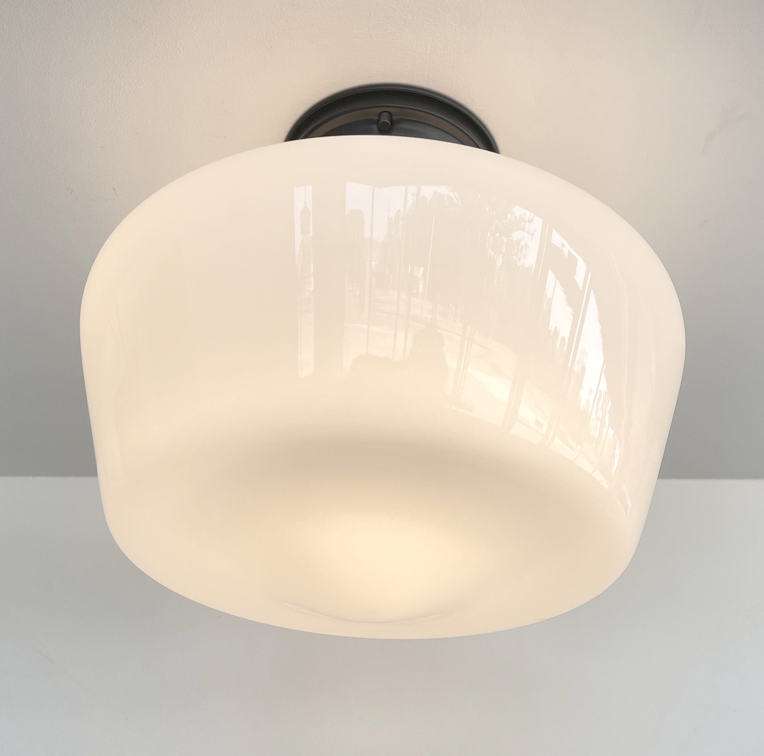 Large Urban Schoolhouse Milk Glass Light Fixture